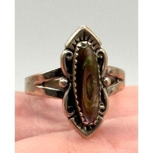 Bell Trading Post Vintage Sterling Silver Abalone Ring Southwestern Size 6